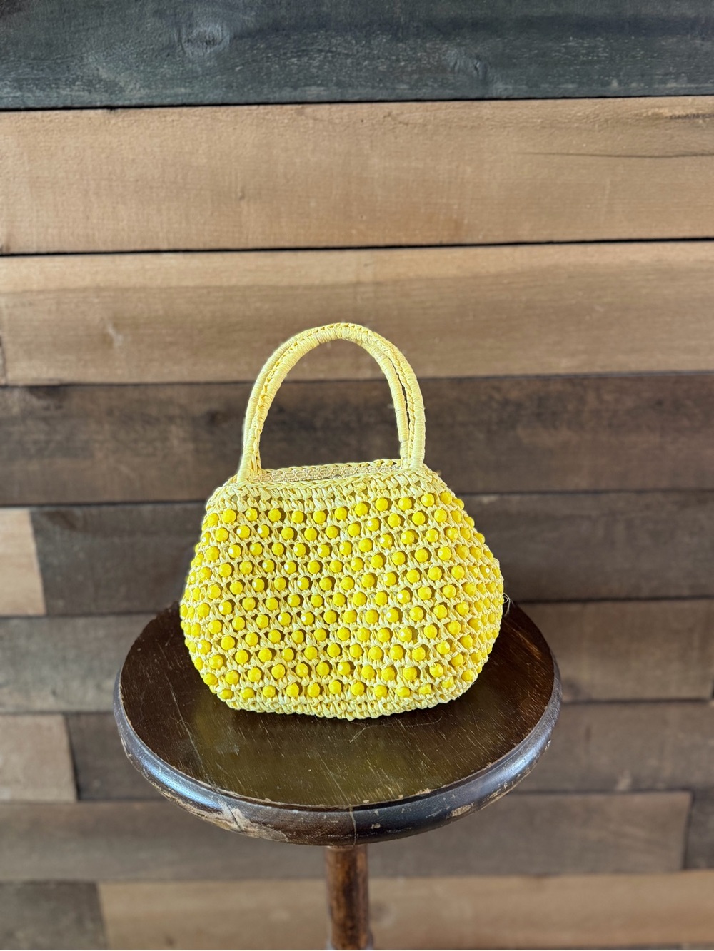 Vintage Yellow Beaded Raffia Handbag Made In Italy Barbra Lee Purse - Picture 10 of 11